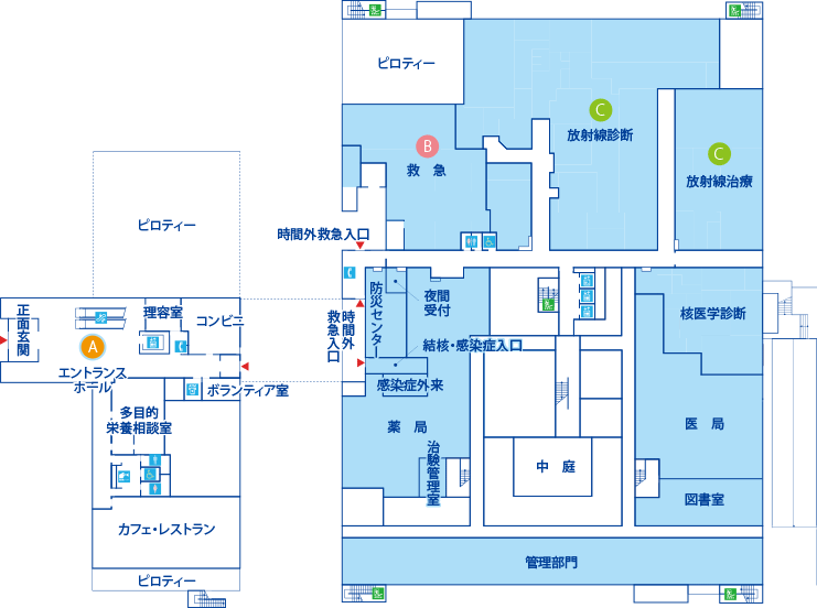 院内マップ1Fの案内図
