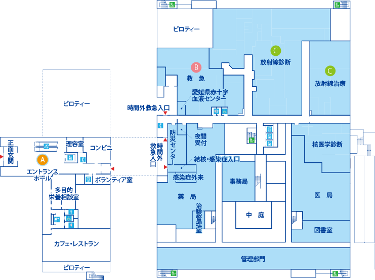 院内マップ1Fの案内図