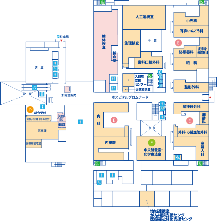 院内マップ2Fの案内図